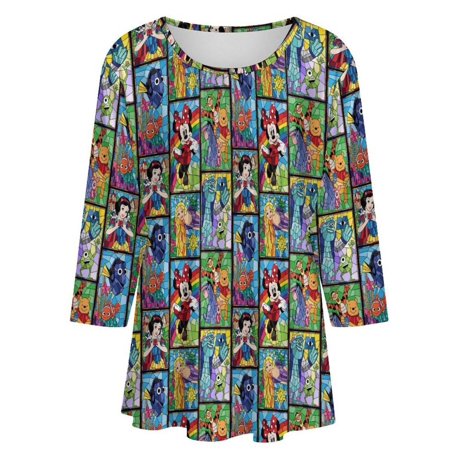Stained Glass Women's 3/4 Sleeve Pleated Tunic Top - Ambrie