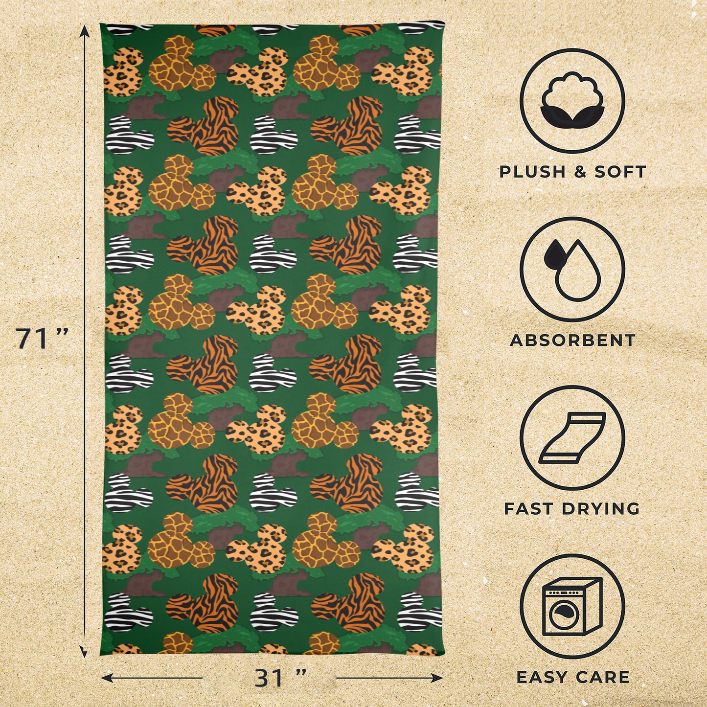 Animal Prints Beach Towel