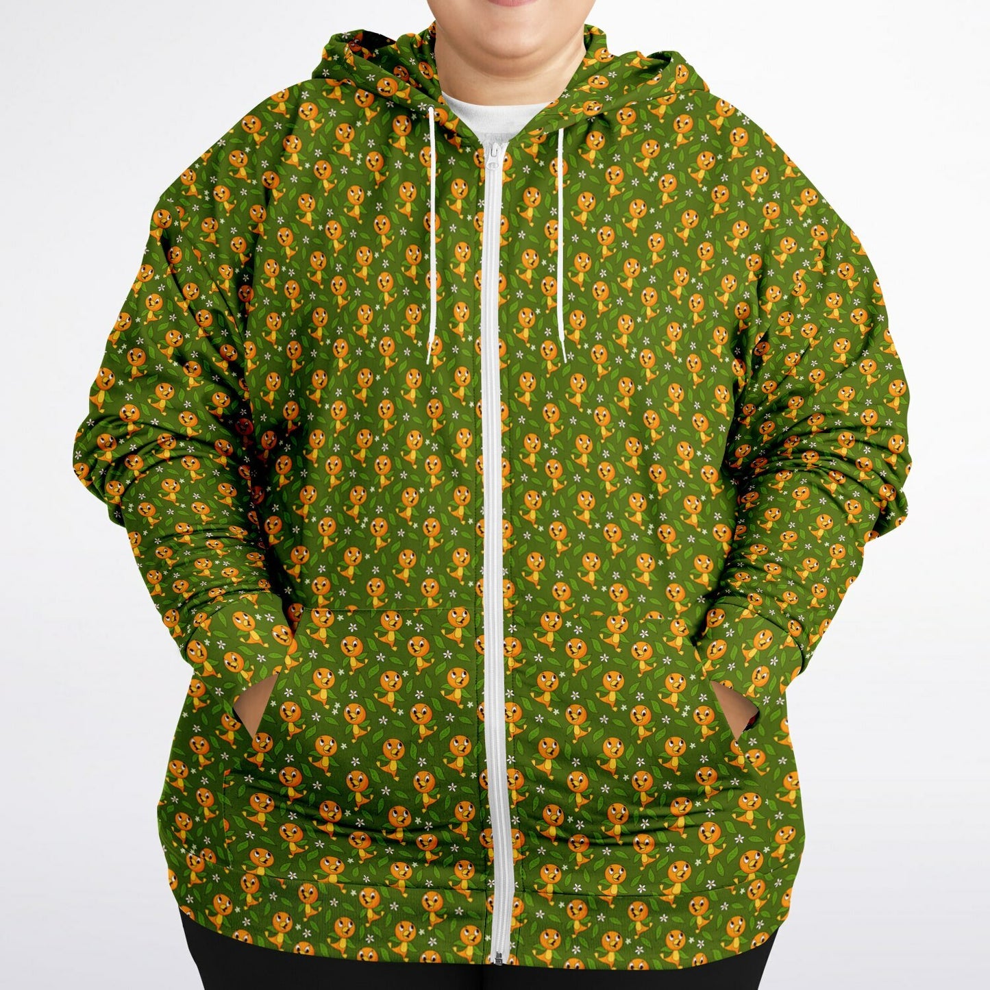 Orange Bird Plus-size Unisex Zip Hoodie