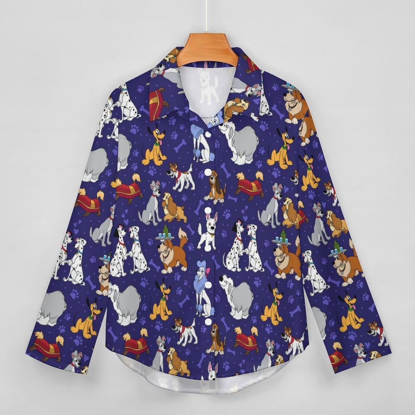 Dog Favorites Long Sleeve Button Up Blouse