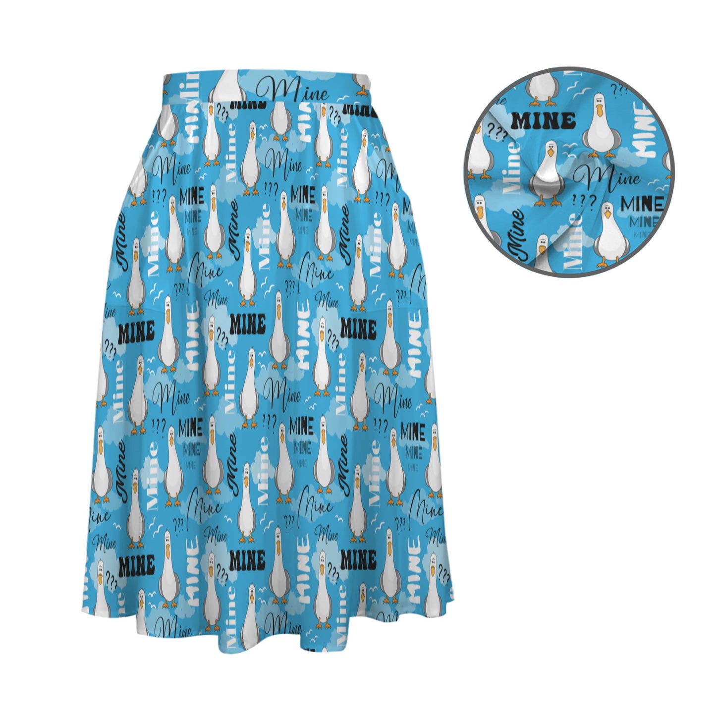 Mine Mine Mine Elastic Waist Midi Skirt With Pockets