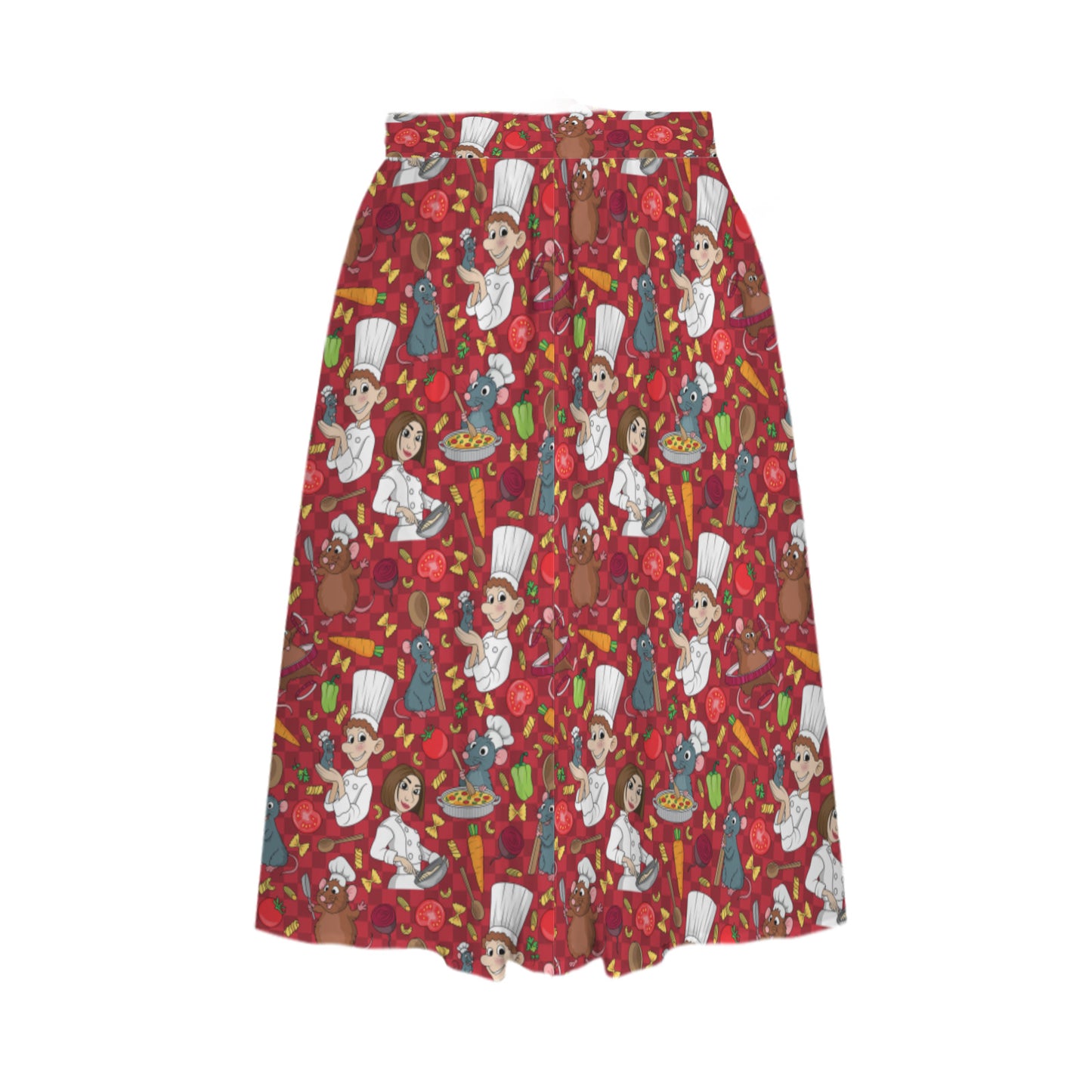 Ratatouille Elastic Waist Midi Skirt With Pockets