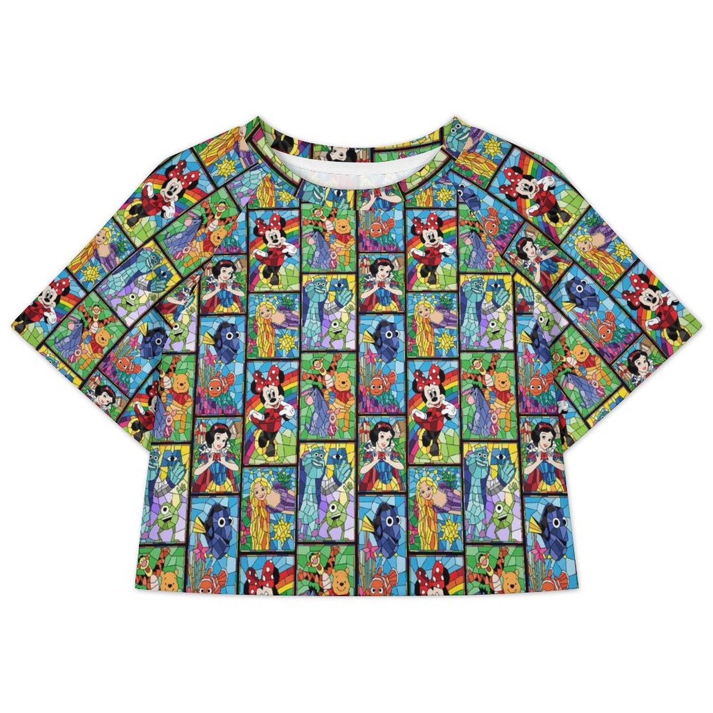 All Over Print Cropped Ralgan T-Shirt - Ambrie