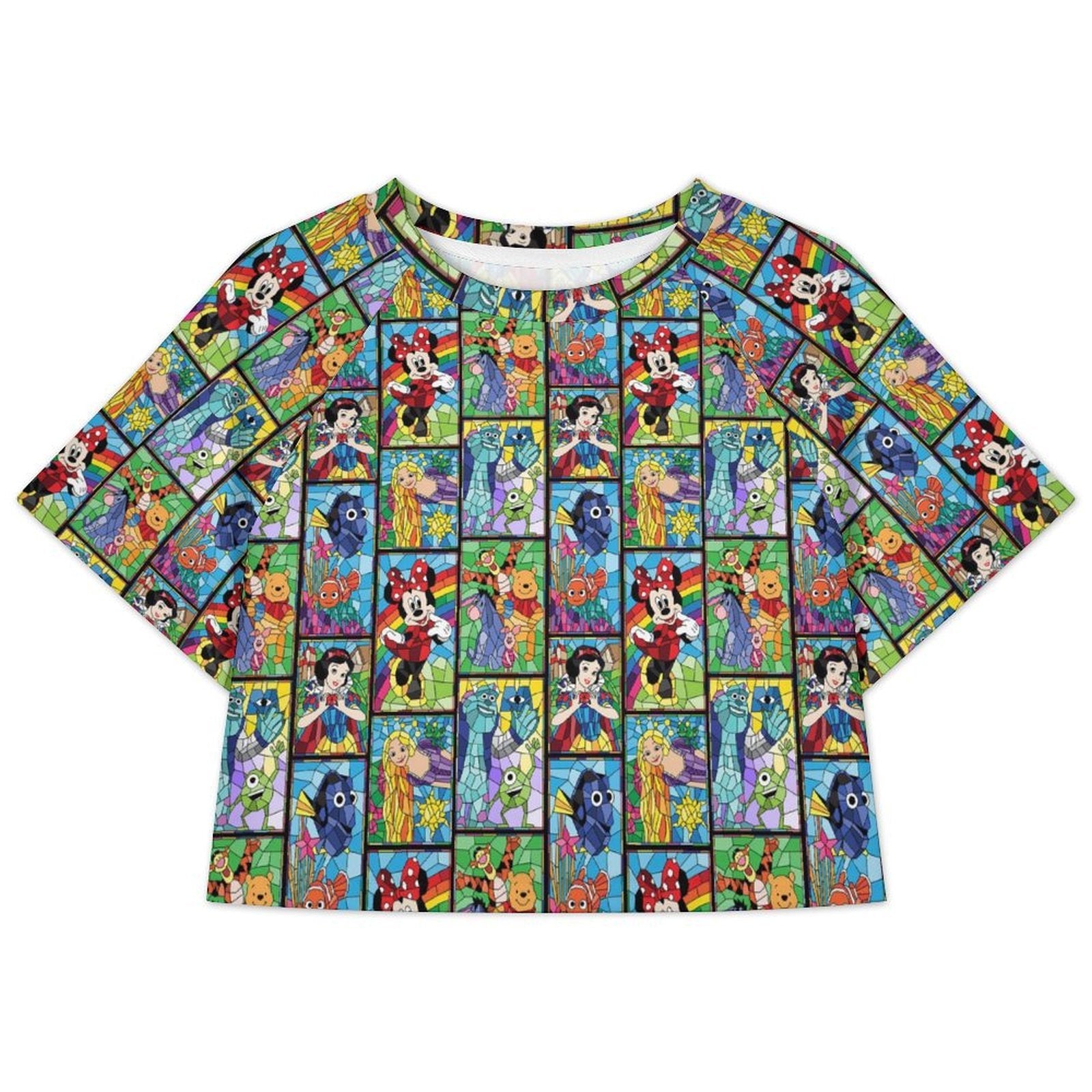All Over Print Cropped Ralgan T-Shirt - Ambrie
