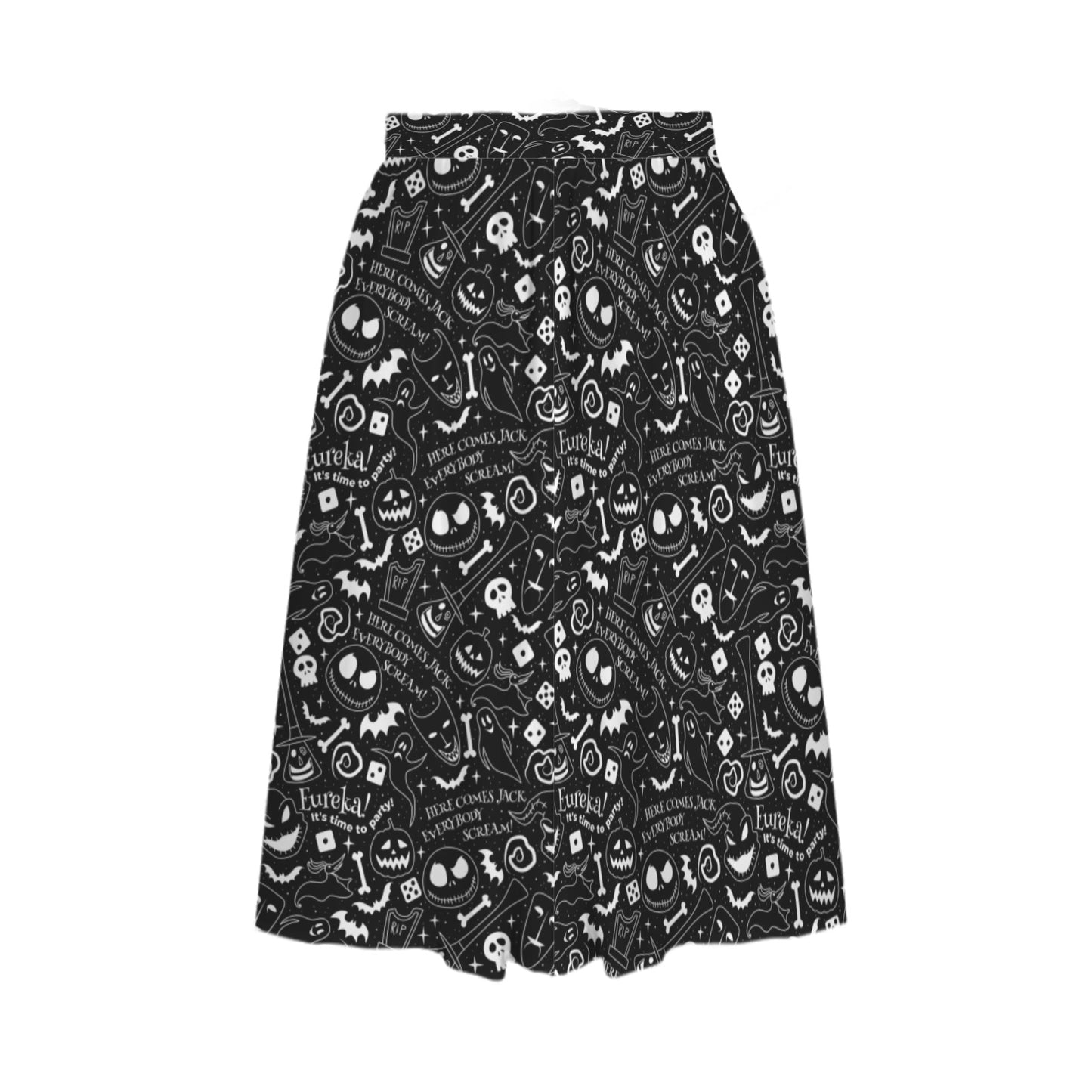 Everybody Scream Elastic Waist Midi Skirt With Pockets