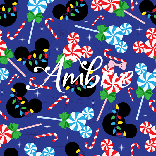 Christmas Peppermint Seamless Pattern, Magical Cartoon Seamless pattern, Fabric Sublimation