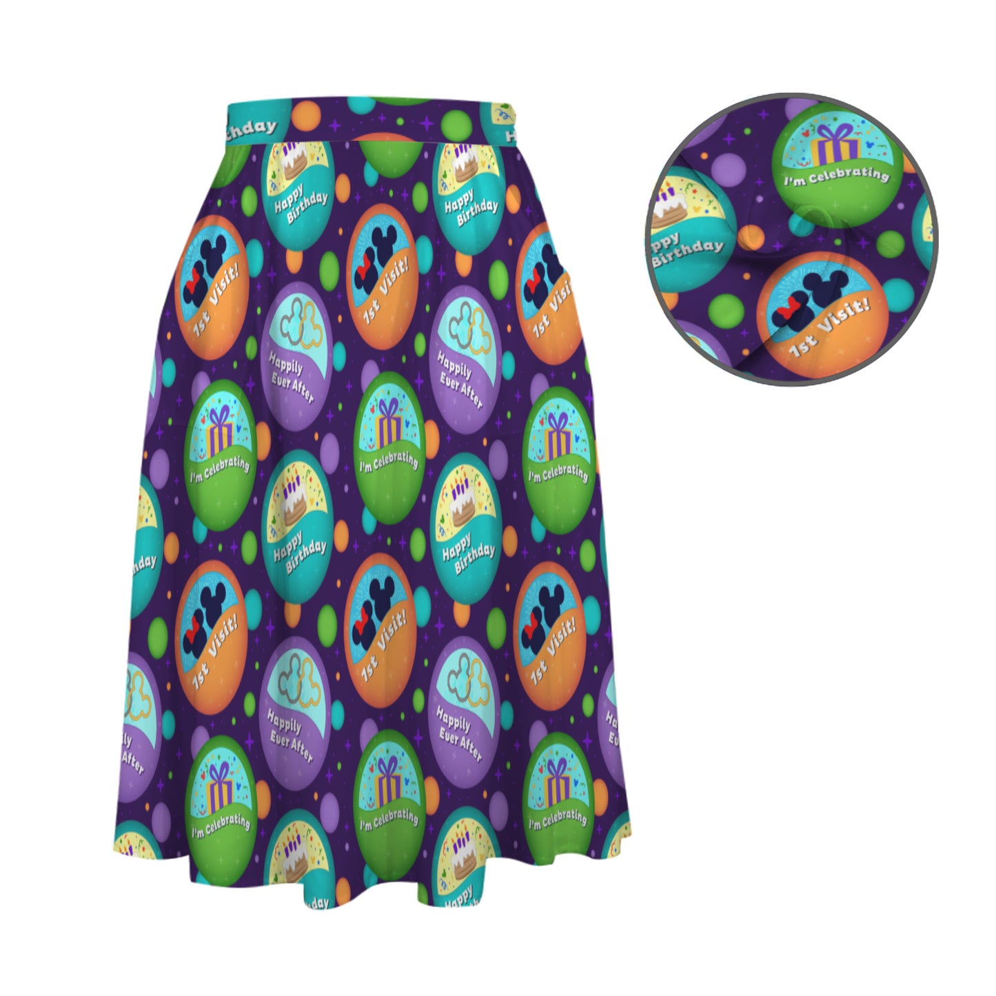 Button Collector Elastic Waist Midi Skirt With Pockets