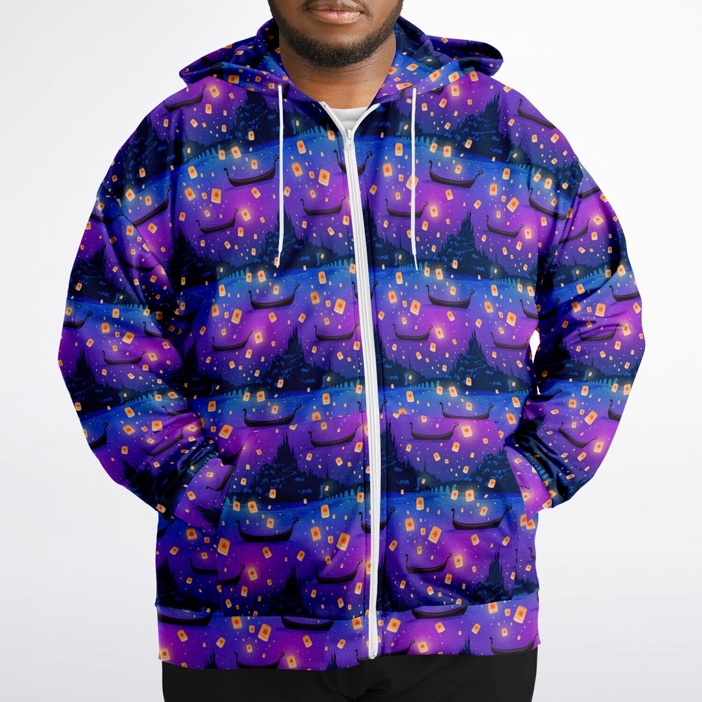 Floating Lanterns Plus-size Unisex Zip Hoodie