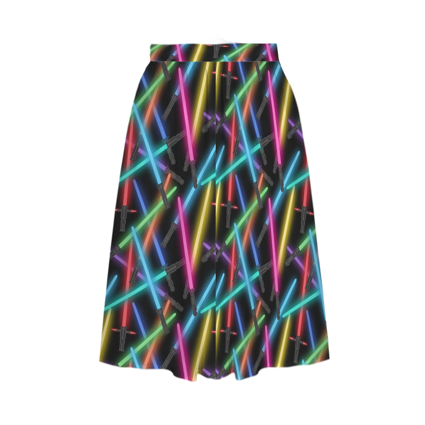 Light Sabers Elastic Waist Midi Skirt With Pockets