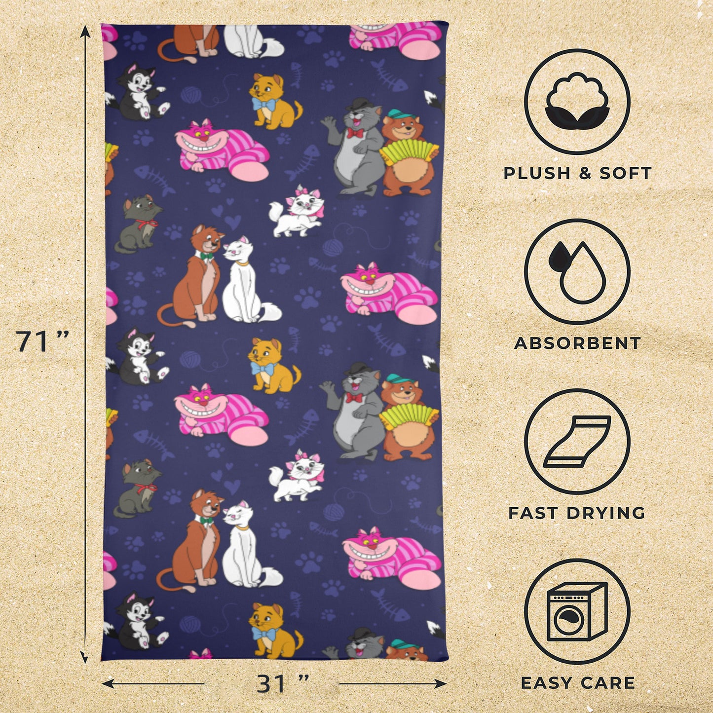 Cat Favorites Beach Towel