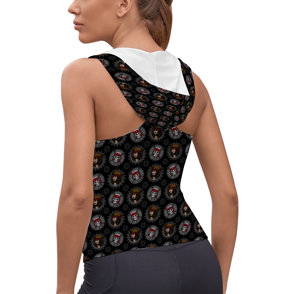 Savy Women s Athletic V Neck Sleeveless Hoodie Vest Tank Top