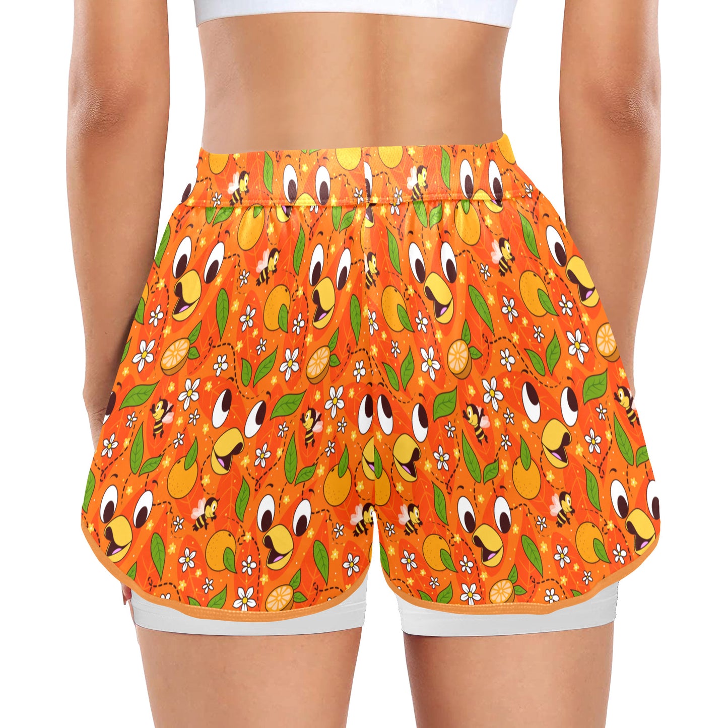 Orange Bird Women's Sports Shorts With Compression Liner