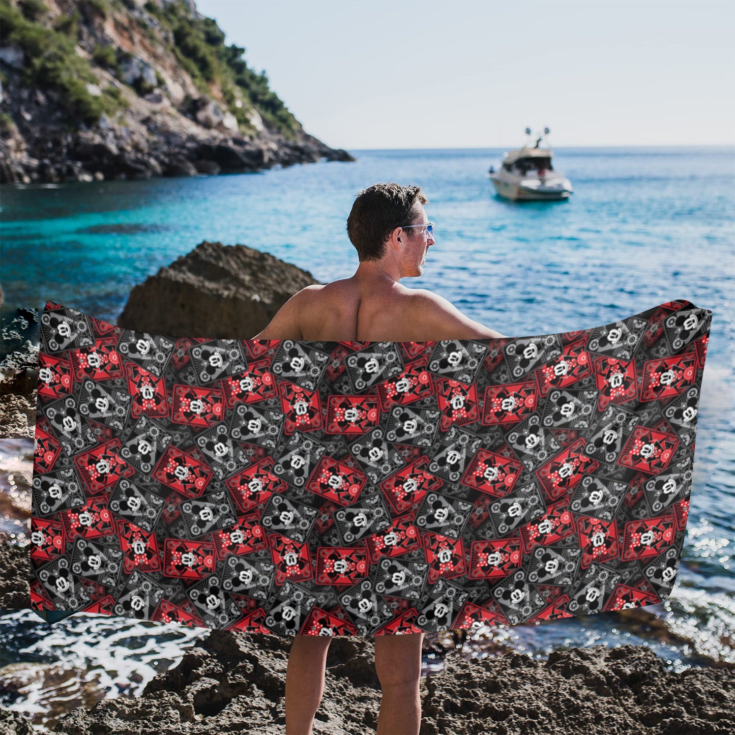 Steamboat Mickey Cards Beach Towel