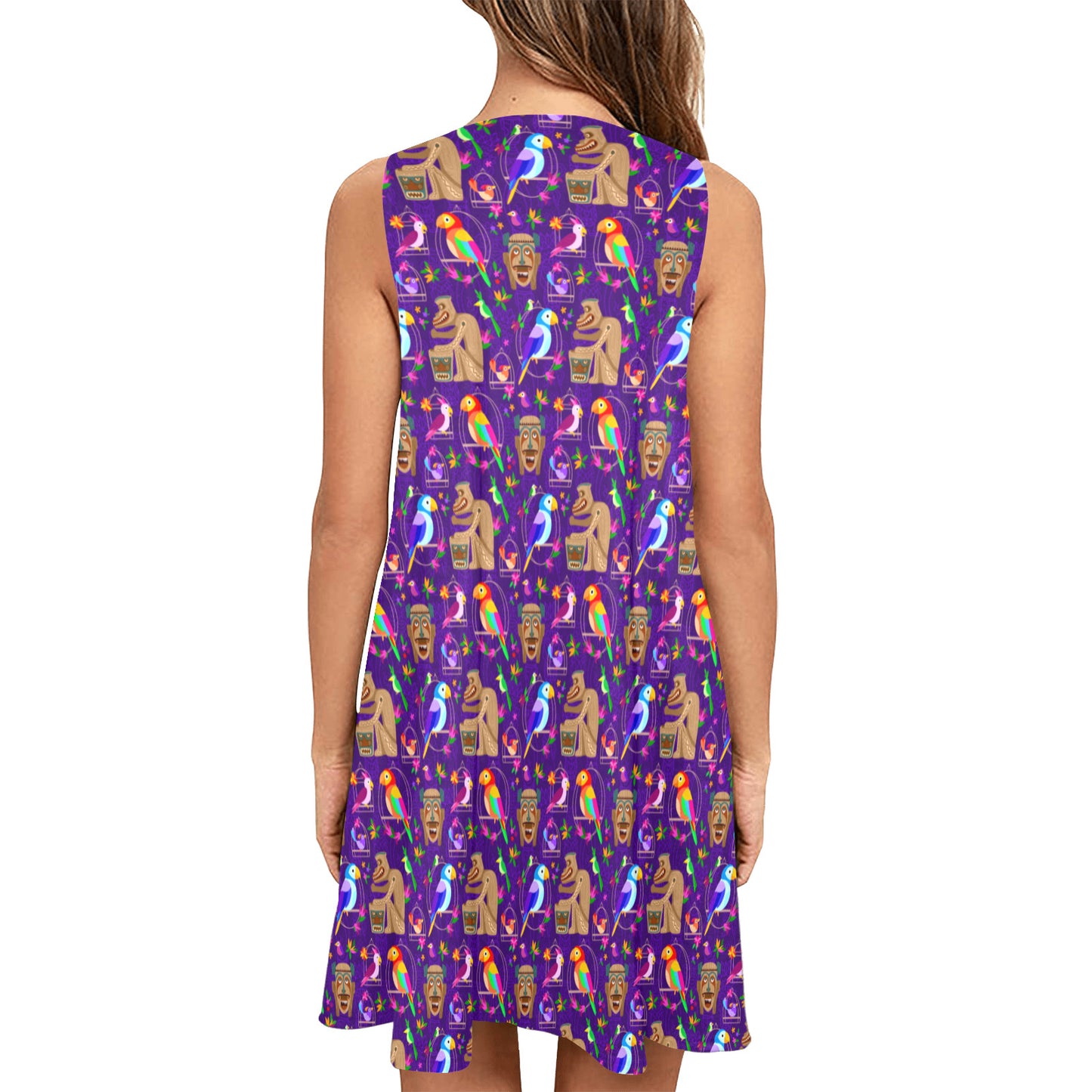 Tiki Plays The Drums Sleeveless A-Line Pocket Dress