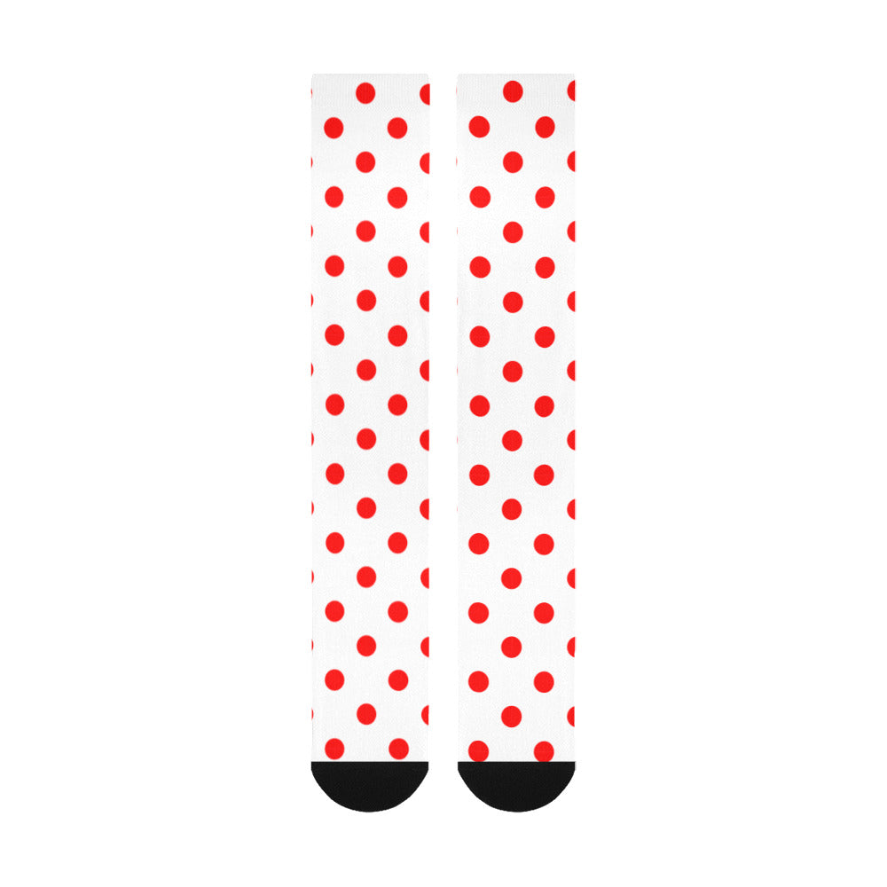 White With Red Polka Dots Over-The-Calf Socks