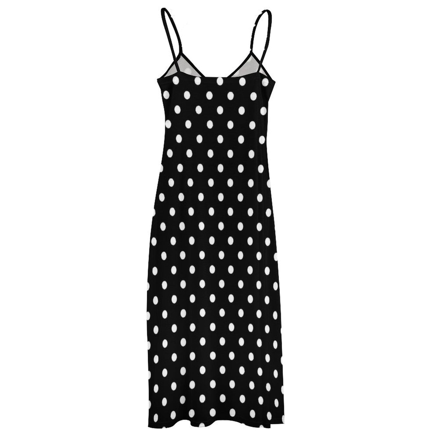 Black With White Polka Dots Women's Summer Slip Long Dress