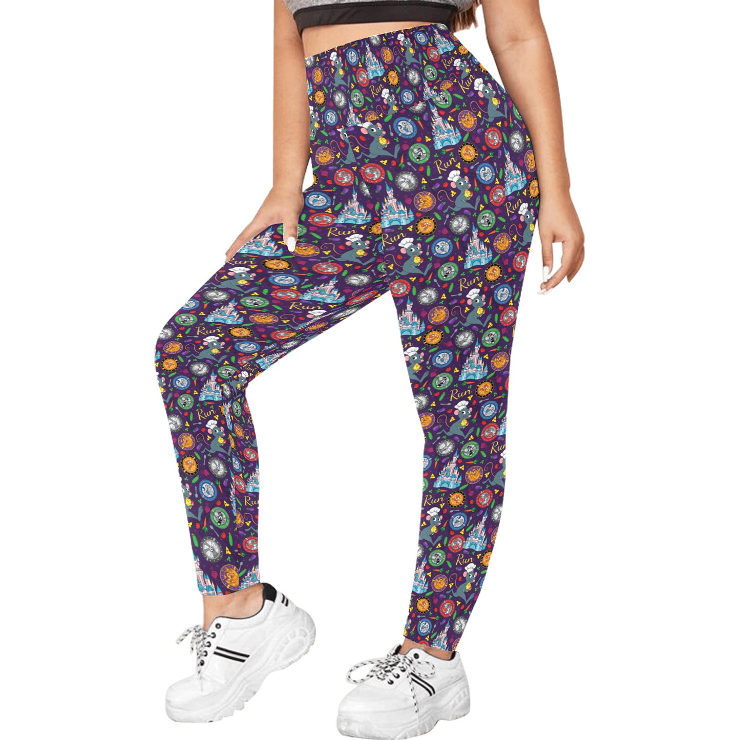 Ratatouille Wine And Dine Race Women's Plus Size Athletic Leggings