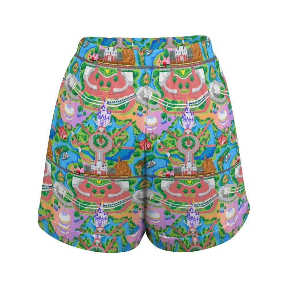 Park Map Women's High-Waisted Loose Shorts With Pockets