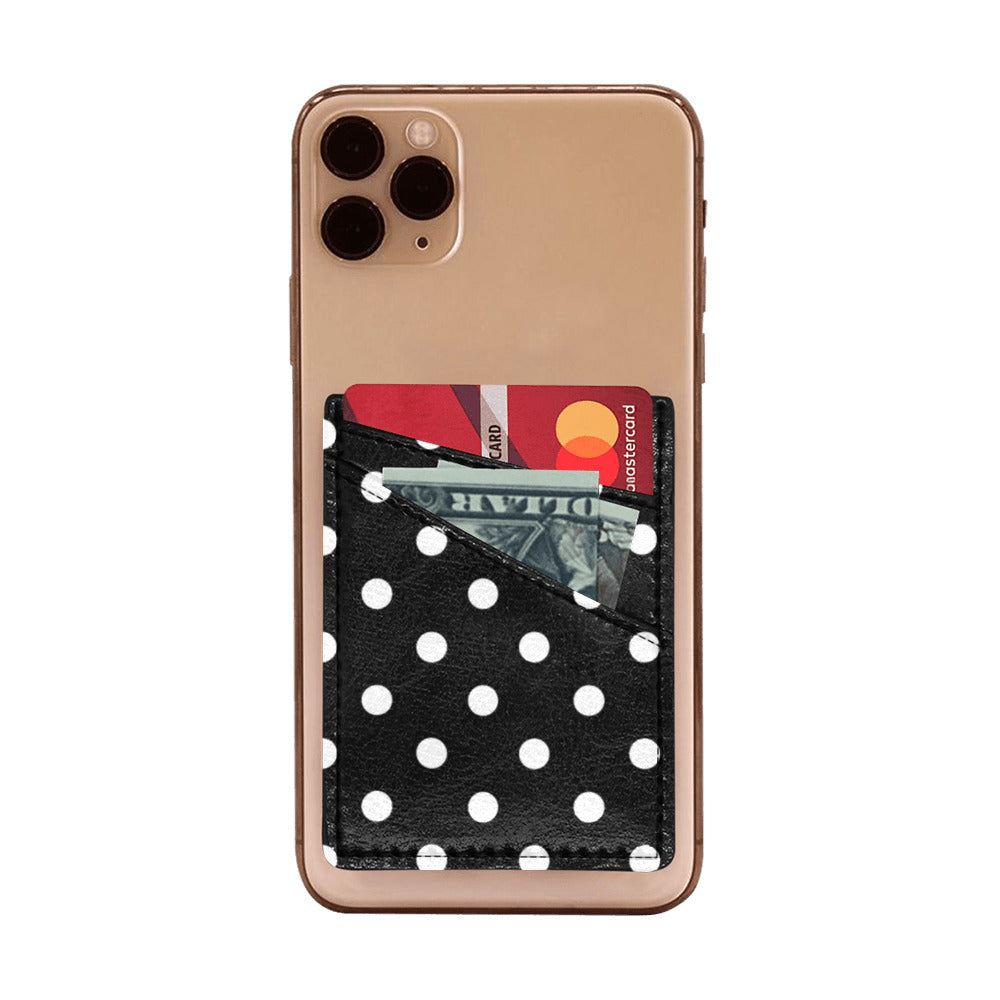 Black With White Polka Dots Cell Phone Card Holder