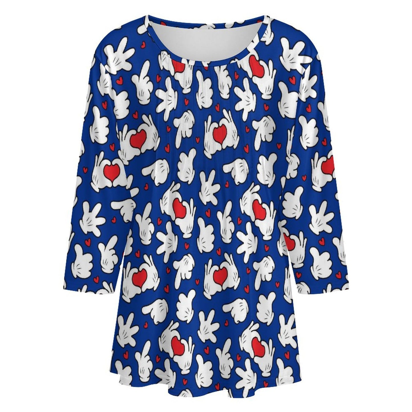 Happy Hands Women's 3/4 Sleeve Pleated Tunic Top - Ambrie