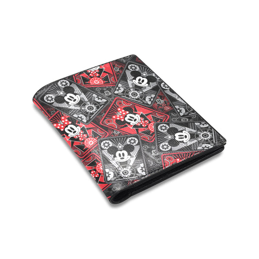 Steamboat Mickey And Minnie Cards Men's Leather Wallet