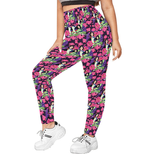 Blooming Flowers Women's Plus Size Athletic Leggings