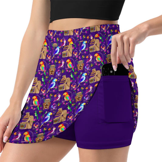 Tiki Plays The Drums Athletic A-Line Skirt With Pocket Solid Shorts