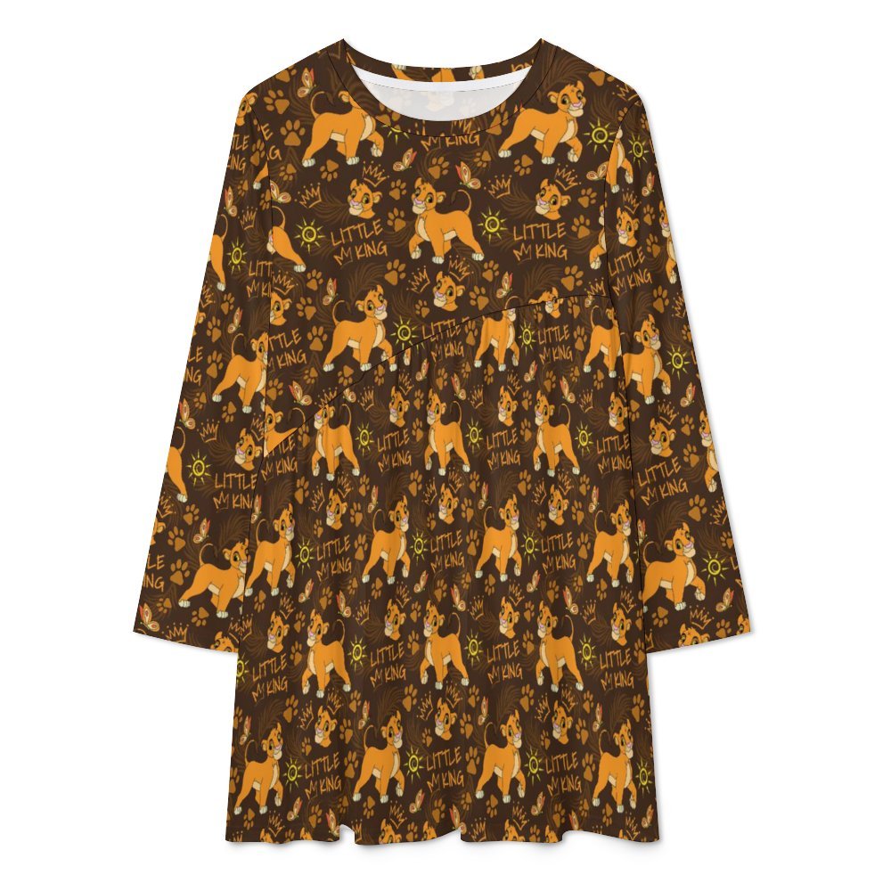 Disney Lion King Little King Long Sleeve Patchwork T-shirt Dress