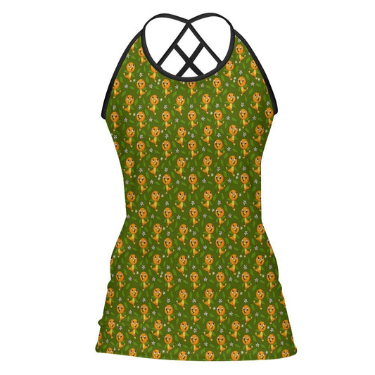 Orange Bird Women's Criss-Cross Open Back Tank Top