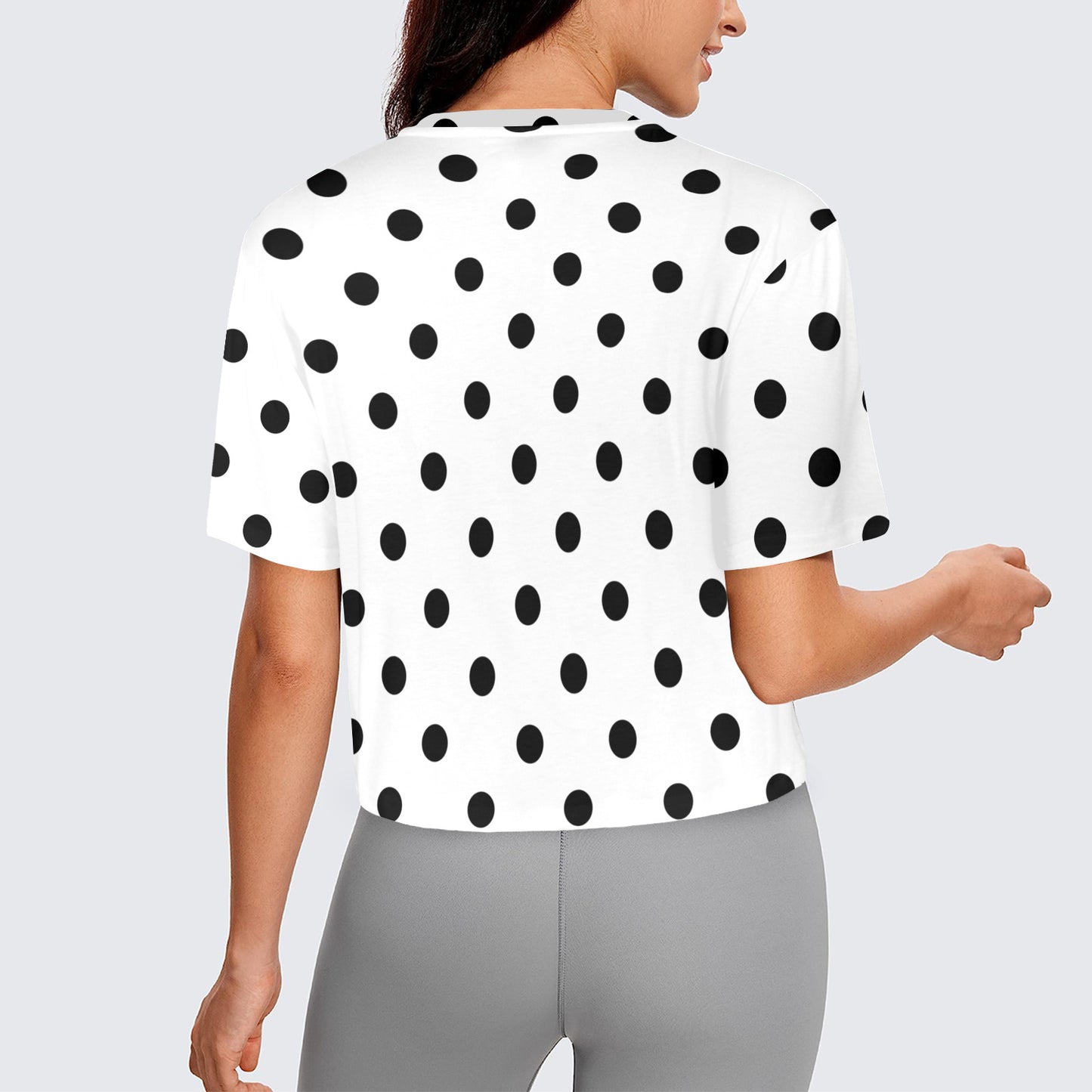 White With Black Polka Dots Women's Cropped T-shirt