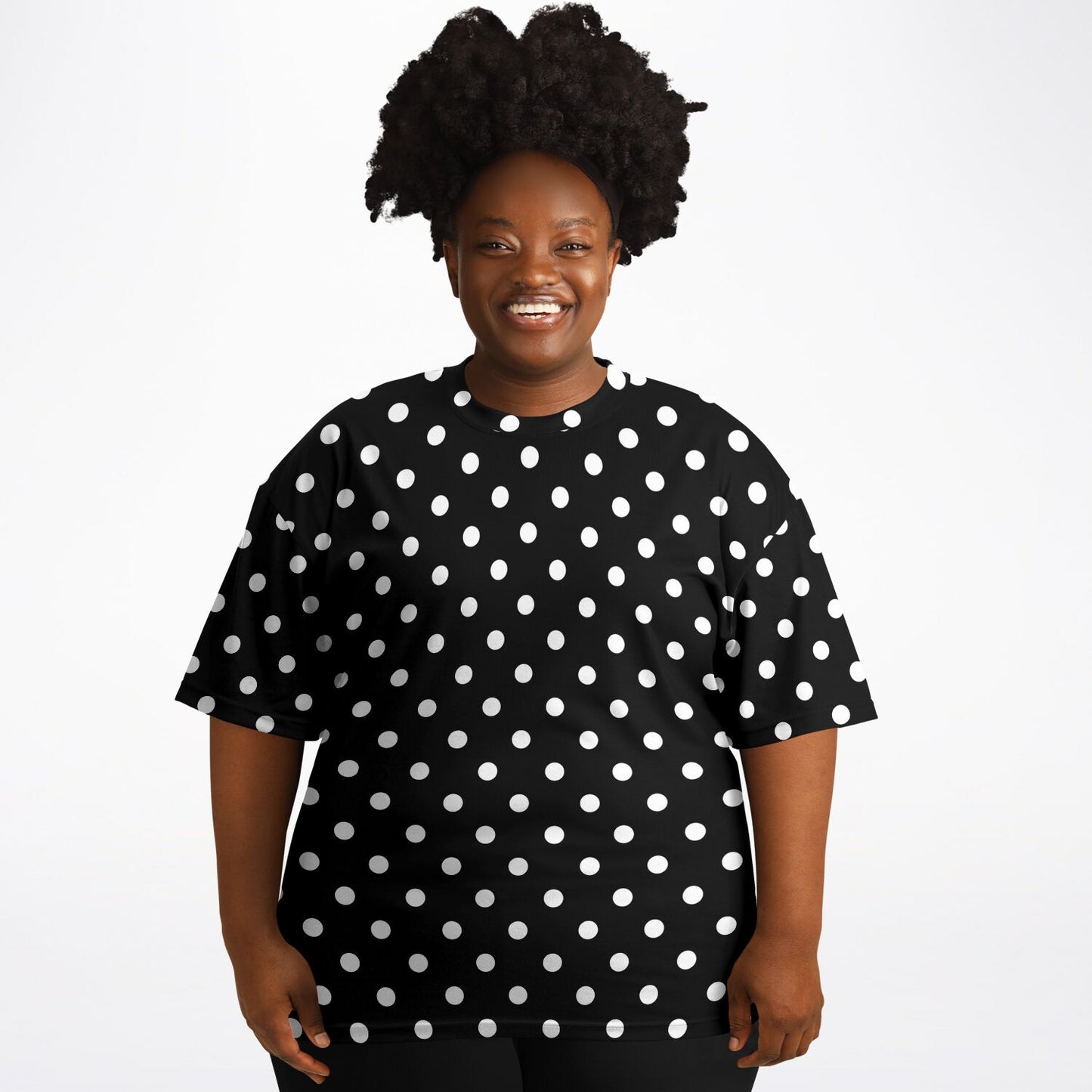 Black With White Polka Dots Unisex Plus-size T-Shirt