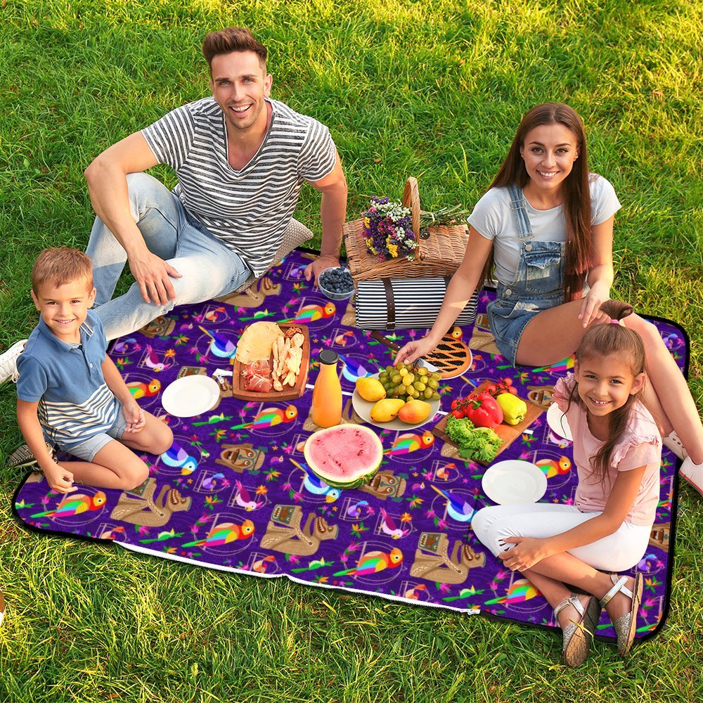 Tiki Plays The Drums Zipper Picnic Mat