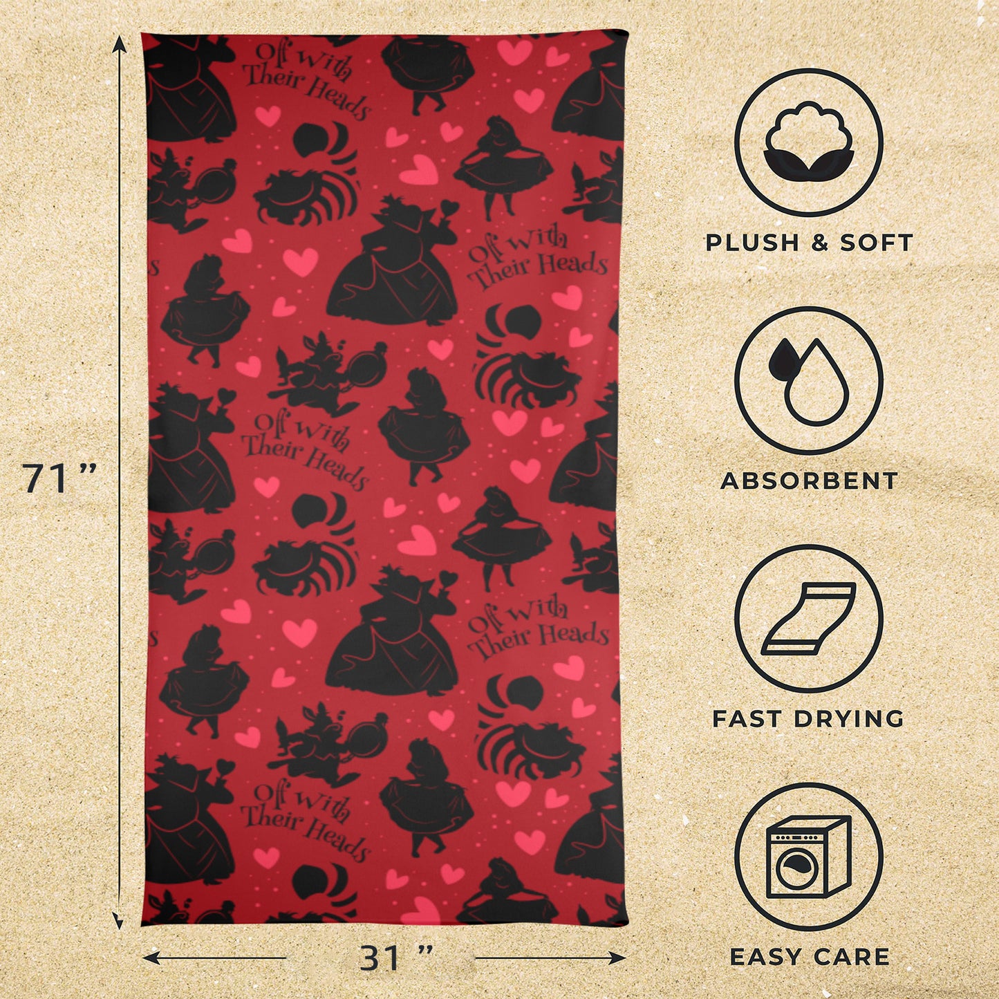 Queen Of Hearts Beach Towel