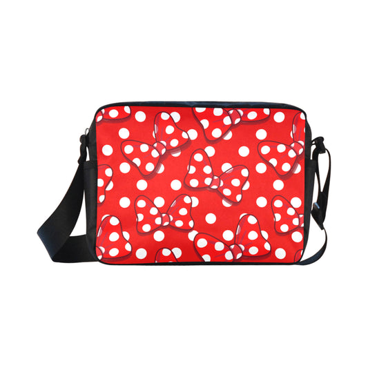 Red With White Polka Dot And Bows Classic Cross-body Nylon Bag