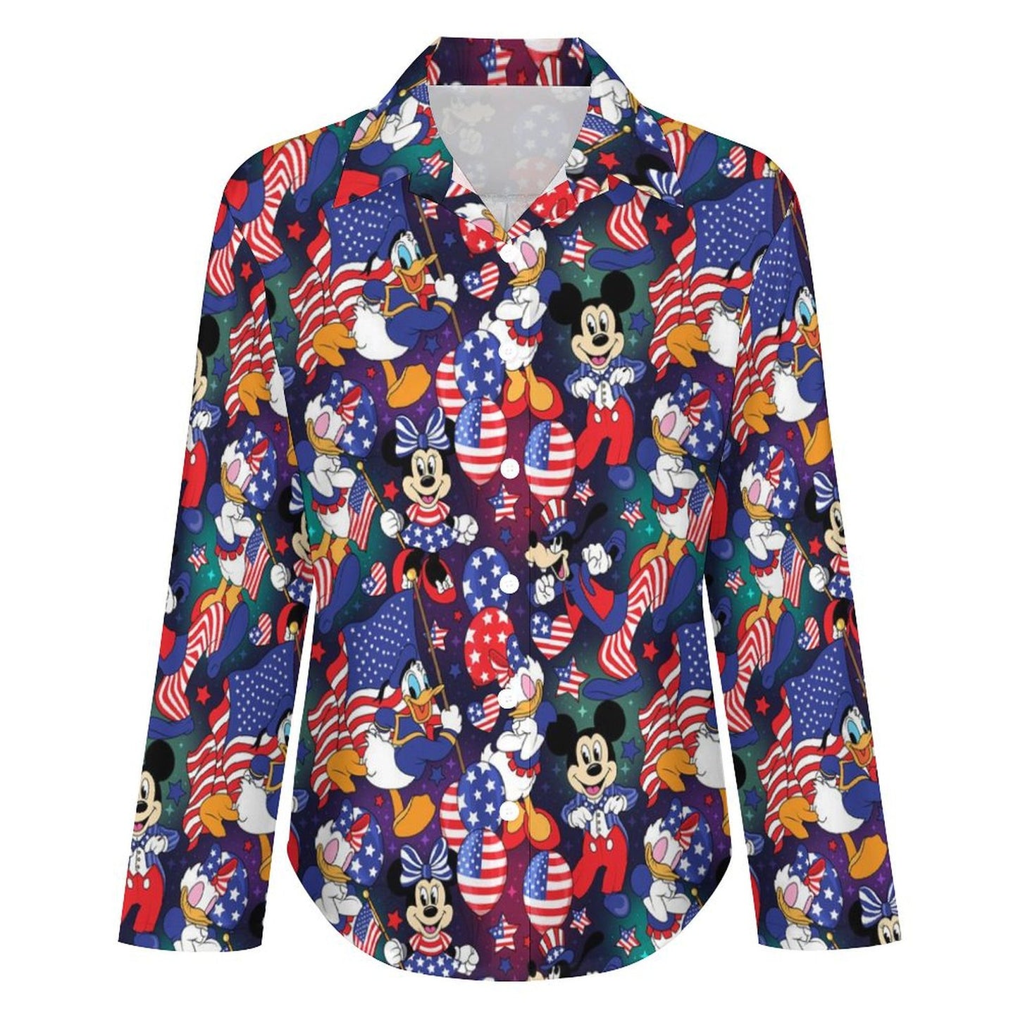 America Long Sleeve Button Up Blouse