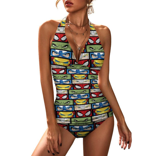 Super Heroes Eyes Women's Split Swimsuit