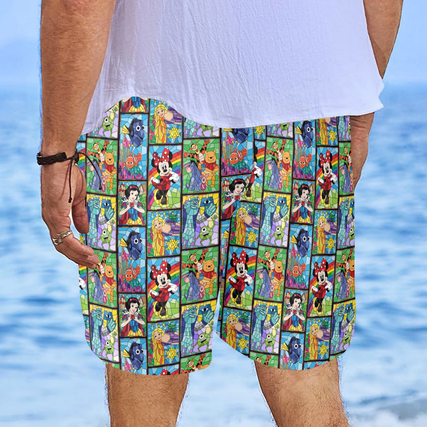 Stained Glass Characters Men's Swim Trunks Swimsuit