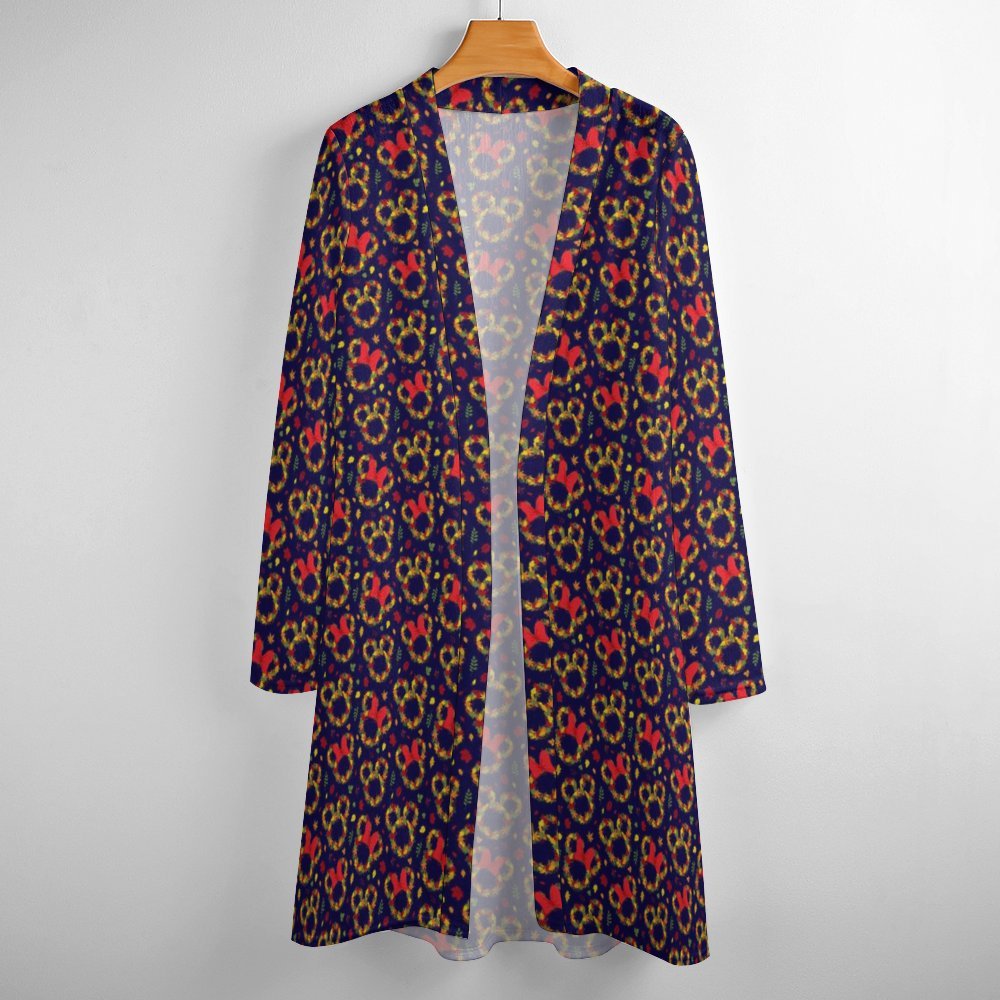 Fall Leaves Women's Mid-Length Cardigan