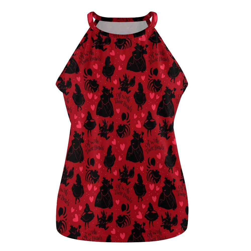 Disney Alice In Wonderland Queen Of Hearts Off With Their Heads Women's Round-Neck Vest Tank Top