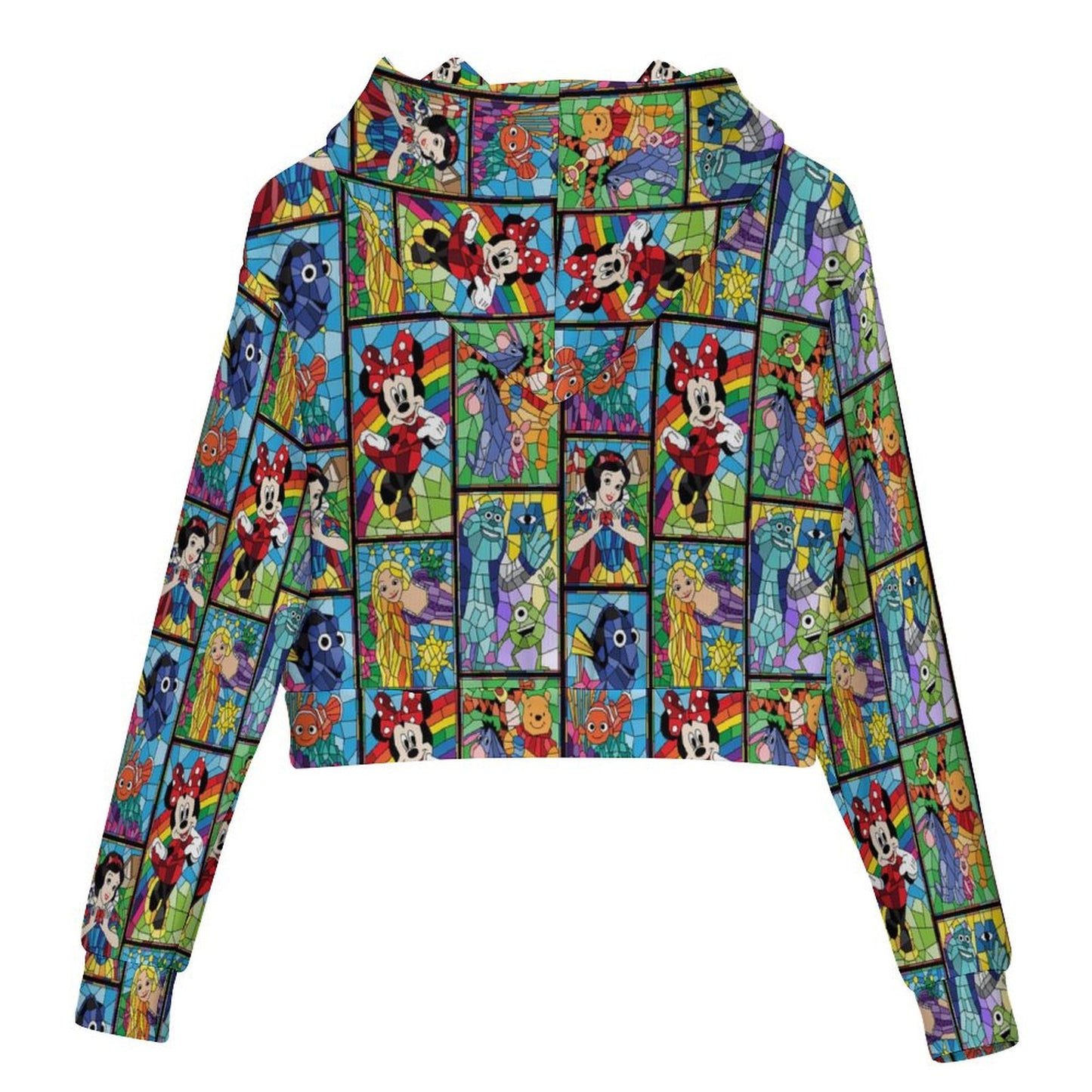 Stained Glass Characters Women's Cropped Hoodie