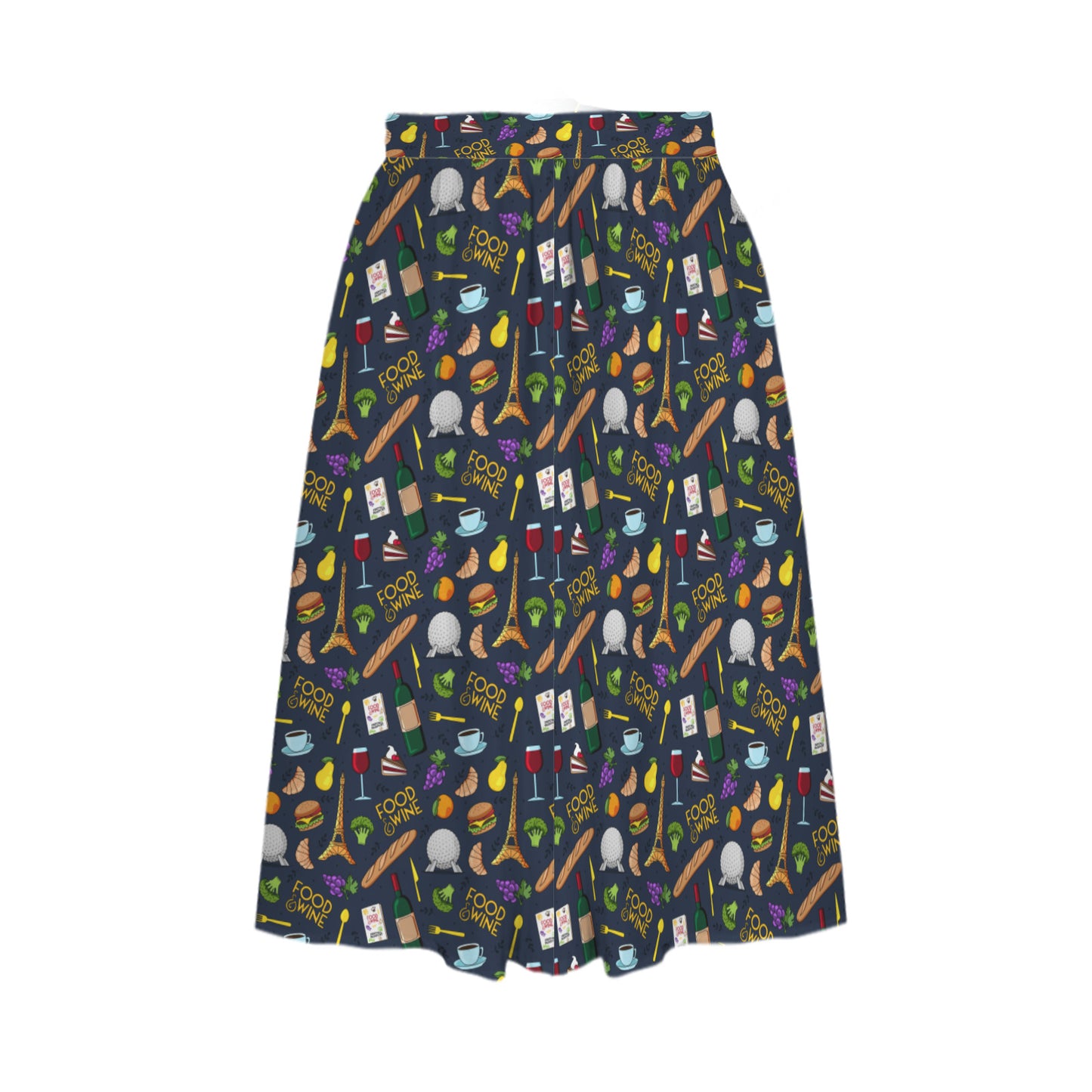 Food & Wine Elastic Waist Midi Skirt With Pockets