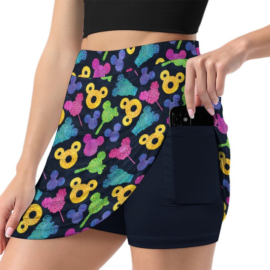 Glitter Park Snacks Athletic A-Line Skirt With Pocket Solid Shorts