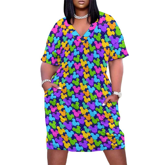 Park Balloons Women's V-neck Loose Dress With Pockets