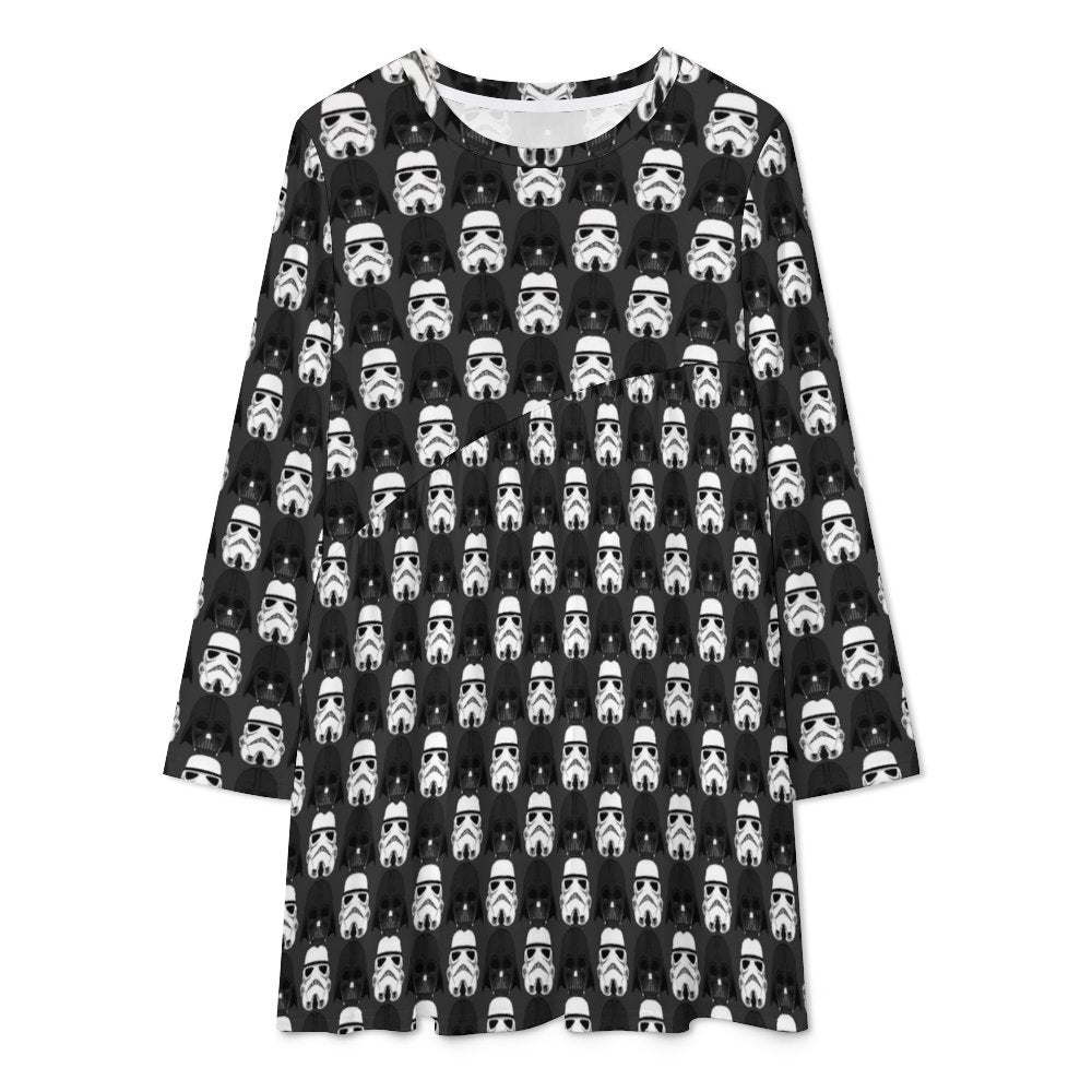 Darth Vader And Storm Troopers Long Sleeve Patchwork T-shirt Dress