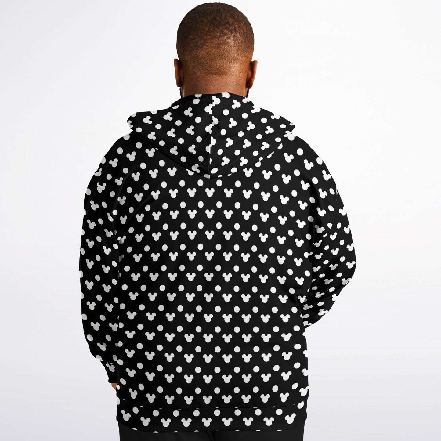 Black With White Mickey Polka Dots Plus-size Unisex Zip Hoodie