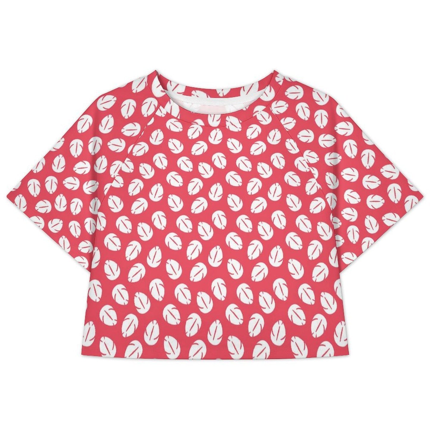 All Over Print Cropped Ralgan T-Shirt - Ambrie