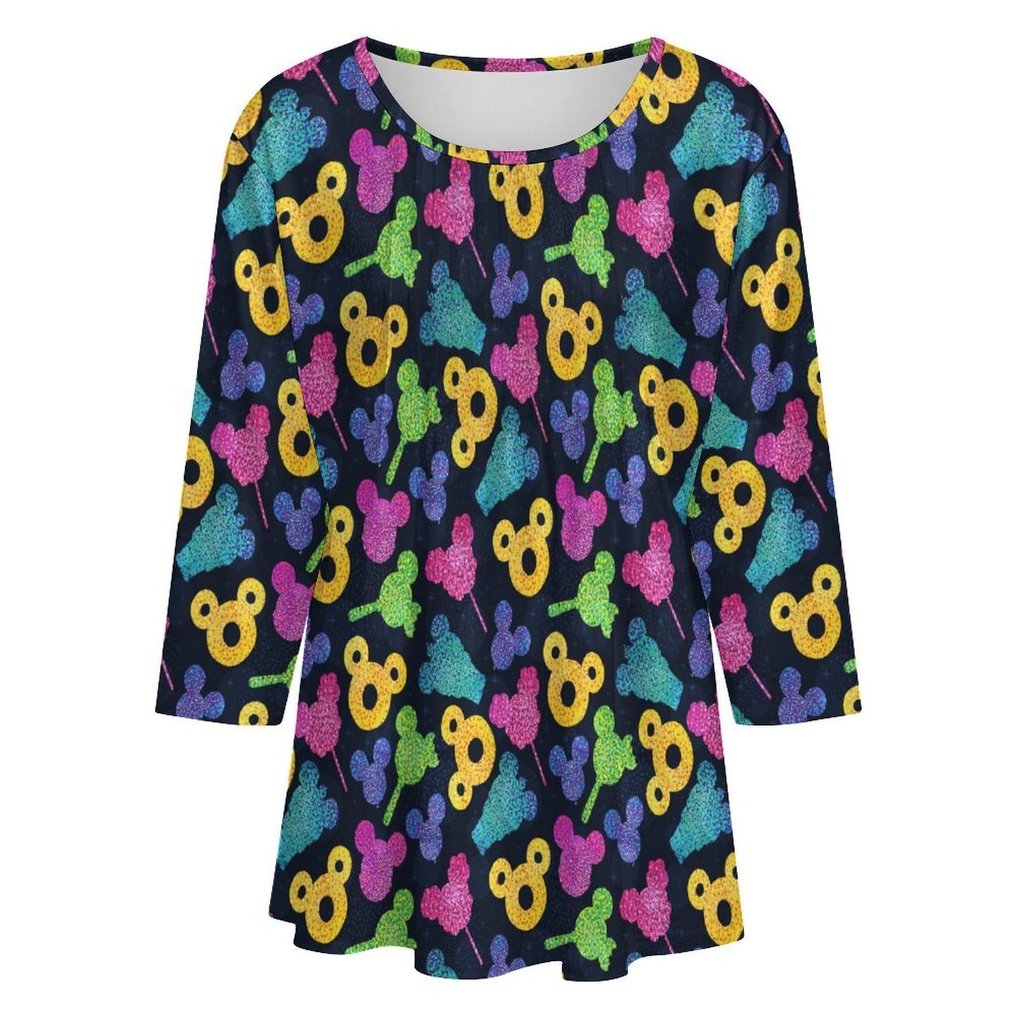 Glitter Snacks Women's 3/4 Sleeve Pleated Tunic Top - Ambrie