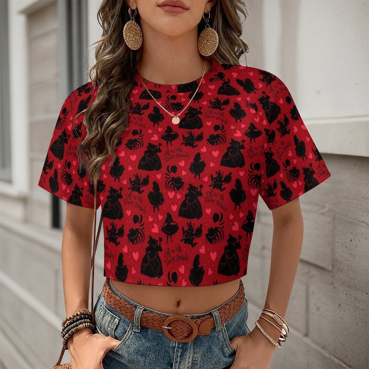 All Over Print Cropped Ralgan T-Shirt - Ambrie