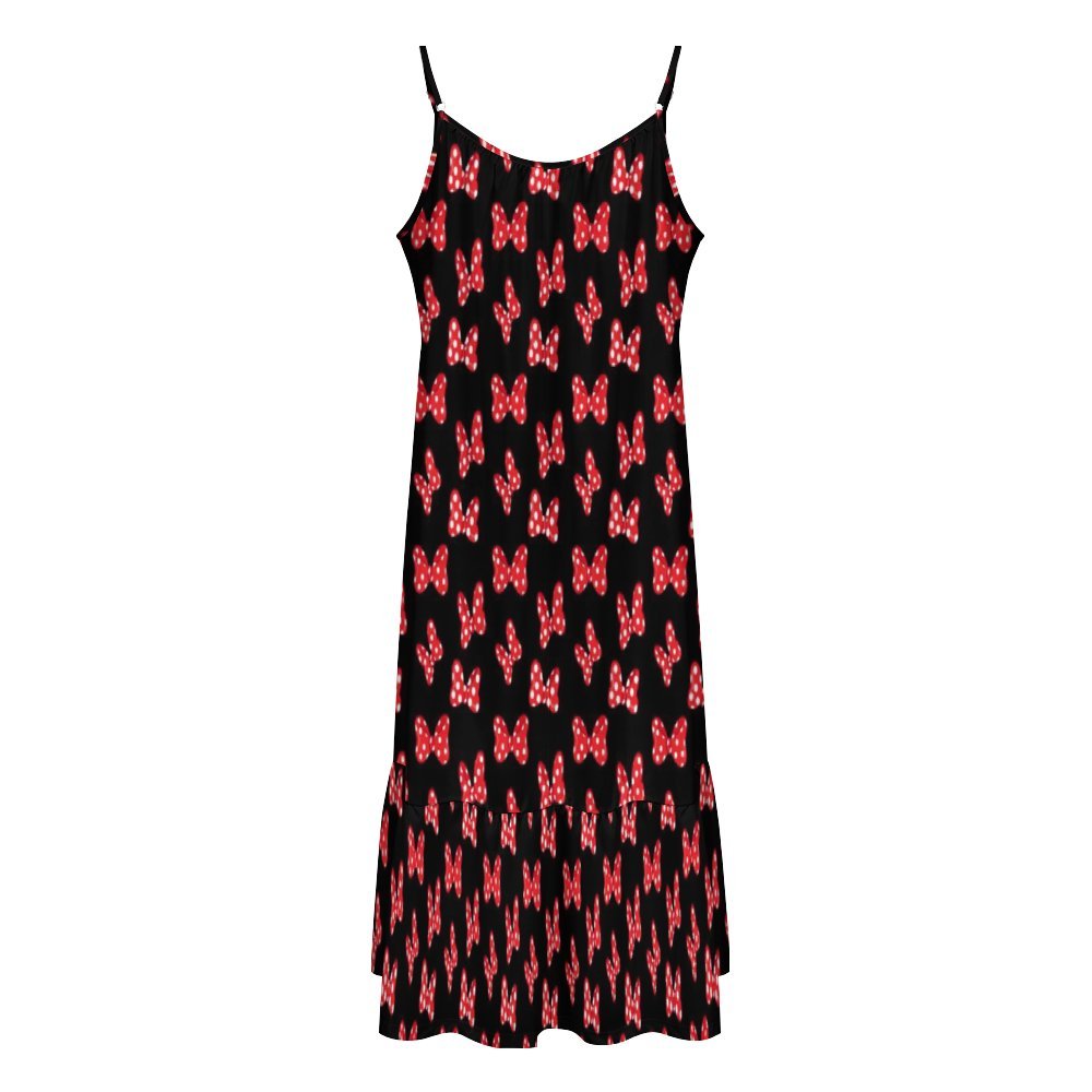 Polka Dot Bows Suspender Sleeveless Dress