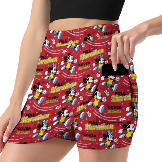 Mickey And Minnie Marathon Athletic A-Line Skirt With Pocket